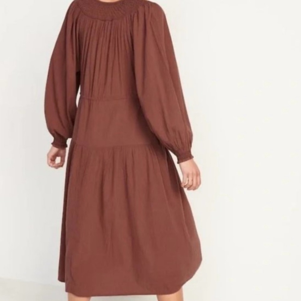 Old Navy Brown Pleated Long Sleeve Sundress - Picture 5 of 8